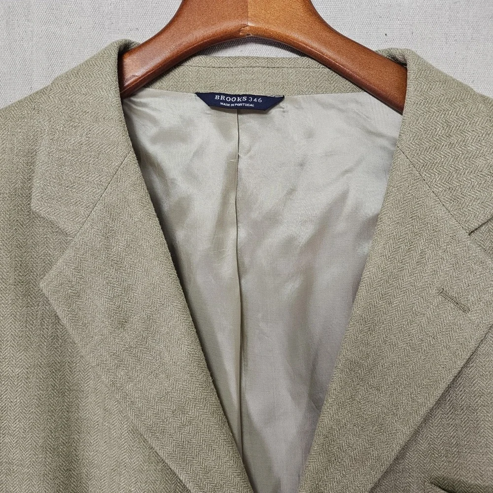 Brooks Brothers 346 Men's 50L Blazer Tan Wool Silk Blend Sport Coat Vtg Luxury‎